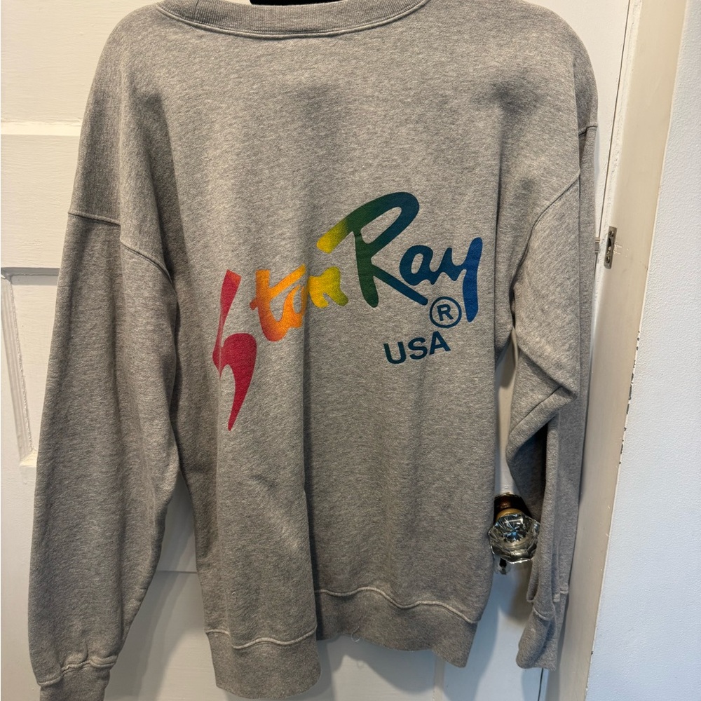 Stan Ray Gray Crewneck Sweatshirt with Rainbow Script Logo